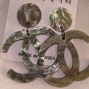 Chanel Inspired Silver Earrings